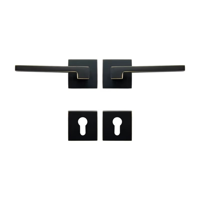 Dooroom Brass Door Lever American Nordic Modern Solid Wood Interior Door Lock Bedroom Split Mechanical Set Handle Black Square DOOROOM