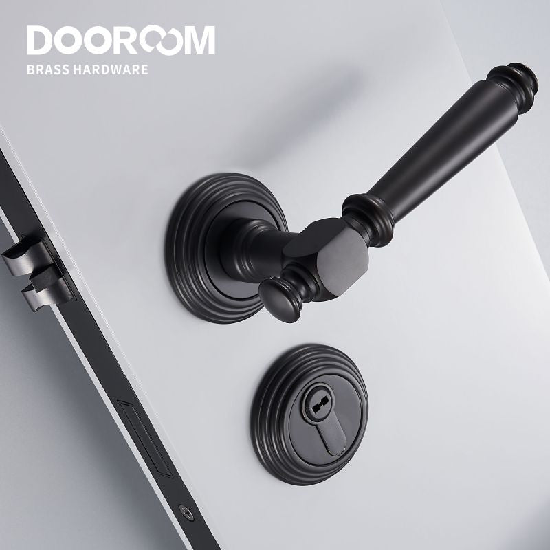 Dooroom Indoor Door Lock Brass Set Bedroom Bathroom Double Wood Door Lever Dummy Quiet Magnetic Suction Door Lock Household DOOROOM
