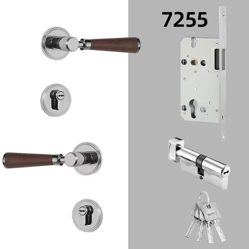 Dooroom Brass Door Lock Set Modern Walnut Wood Simplicity Trapezoid Light Luxury Wooden Door Handles Furniture Bedroom Door Lock DOOROOM