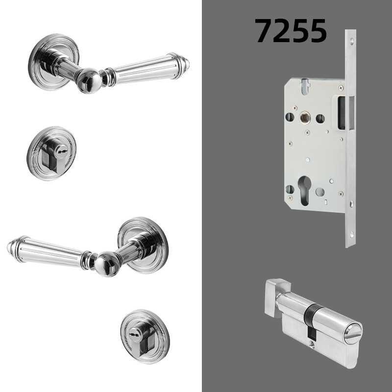 Dooroom Brass Door Lever Set Bright Silver French Retro Bedroom Gold Chrome New Classic Solid Wood Interior Lock Set Dummy Lock DOOROOM