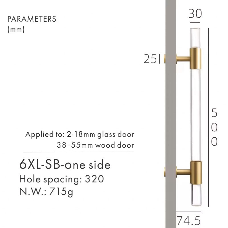 Dooroom Brass Acrylic Door Handles transparently Double Door Door Shower Room Single Side Double Side Matt Gold Pulls DOOROOM