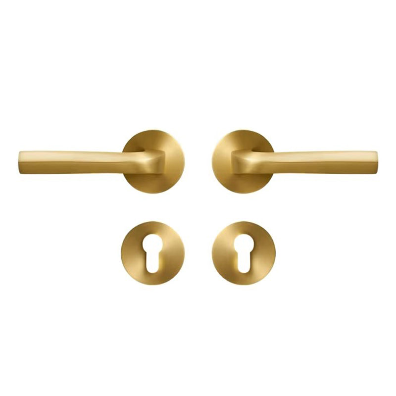 Dooroom Brass Door Lock Set Modern Brass Interiror Bedroom Bathroom Double Wood Door Lever Set Dummy Privacy Passage Magnetic DOOROOM